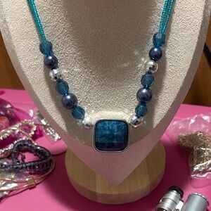 Elegant Blue Beaded Necklace